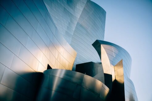 The Glossy Steel Facade of the Walt Disney Concert Hall